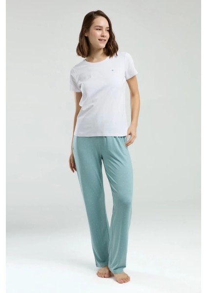 Viskon Süprem & Likralı, Bisiklet Yaka, Kısa Kol, Cepli, Kadın Pijama Takımı Beyaz fiyatları