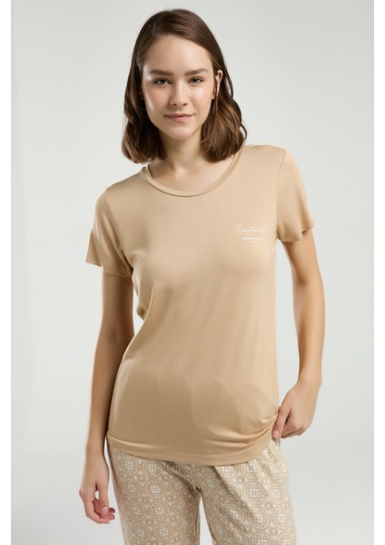 Kadın Süprem Kumaş Kısa Kollu Pijama Takımı