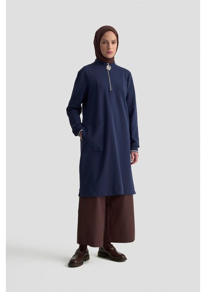 Cep Detaylı Basic Tunik 25KT1453 Lacivert