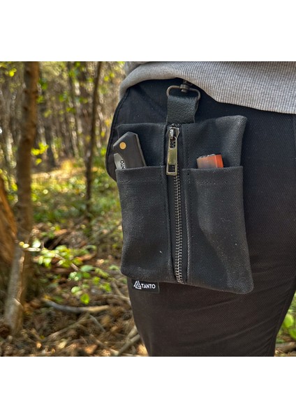 Mumlu Kanvas Edc Bel Çantası – Su Itici Kompakt Erkek Cep Organizatörü