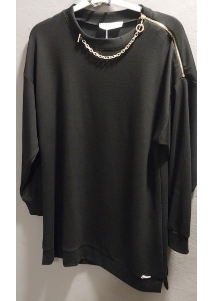 Kadın Omuz Fermuar Detay ve Zincir Kolyeli Üst Kalite Tunik fiyatları