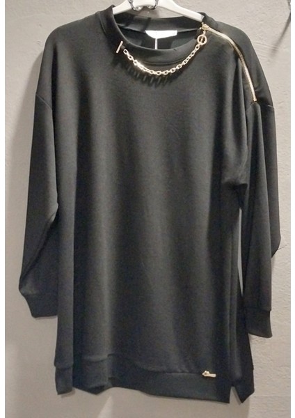 Kadın Omuz Fermuar Detay ve Zincir Kolyeli Üst Kalite Tunik indirimleri