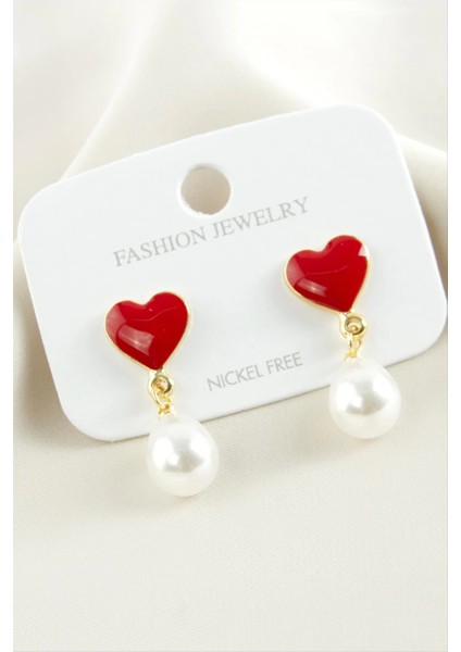 Kalp Mineli Inci Küpe