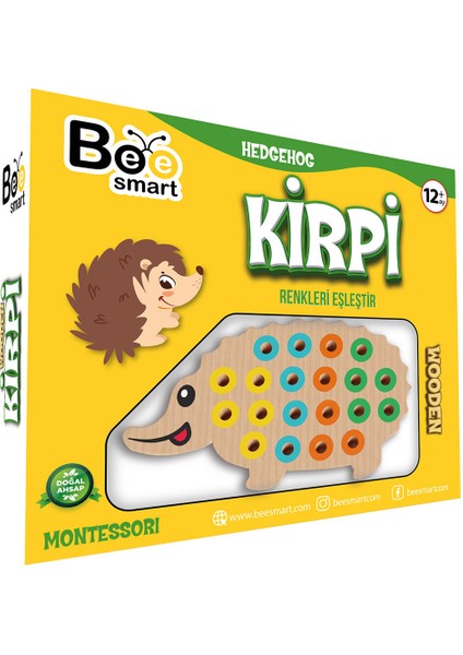 2 Adet Bee Smart Ahşap Kirpi Bul Tak Eğitici Oyuncak