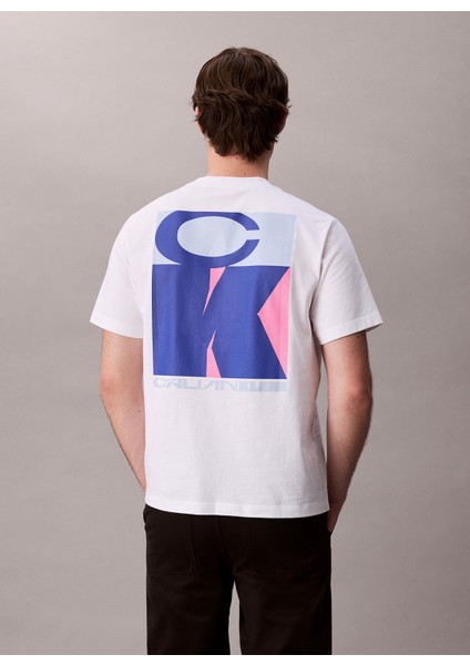 Bisiklet Yaka Baskılı Beyaz Erkek T-Shirt LV04RD807GYAA Ss 20S Tc Ck Stack gr fırsatları