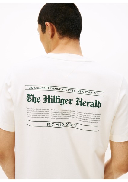 Bisiklet Yaka Sarı Erkek T-Shirt MW0MW40008Z00_HILFIGER Herald Back modelleri