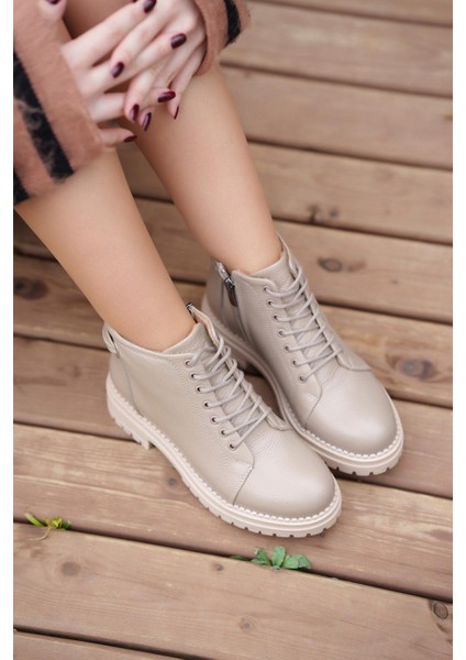 Drop Fermuarlı Kadın Hakiki Deri Bot Vizon fırsatları