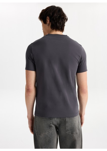 Bisiklet Yaka Düz Antrasit Erkek T-Shirt M4WM-TST-1987 indirimleri