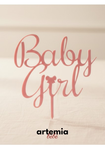 Baby Girl Yazılı Pasta Süsü | Pembe | Baby Shower & Doğum Günü Topper | Bebek Partisi Aksesuarı
