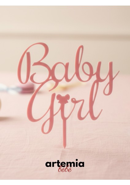 Baby Girl Yazılı Pasta Süsü | Pembe | Baby Shower & Doğum Günü Topper | Bebek Partisi Aksesuarı fiyatları