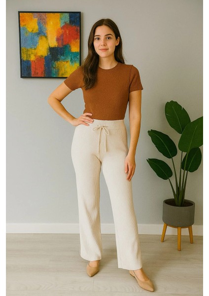 Kadın Yüksek Bel Triko Pantolon modelleri
