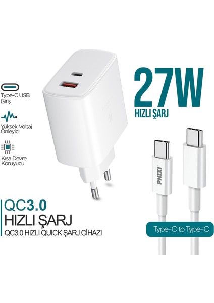 Ultimate UPD4325T 27W Type-C To Type-C Pd Çift Çıkışlı Şarj Cihazı