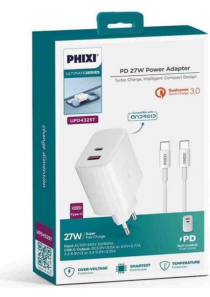Ultimate UPD4325T 27W Type-C To Type-C Pd Çift Çıkışlı Şarj Cihazı indirimleri