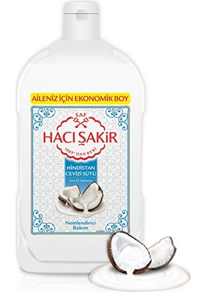 2 Adet Hacı Şakir Sıvı Sabun Hindistan Cevizi Sütü 1500 ml