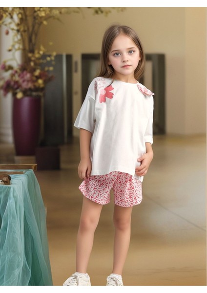Kız Çocuk Giyim %100 Pamuk Kısa Kollu T-Shirt & Şort Takım LL.P01.O2.L01.009 fiyatları