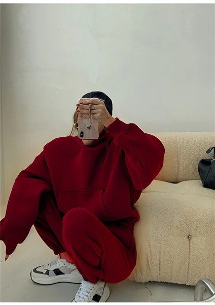 Unisex 3 Iplik Içi Pamuklu Bol Oversize Paçası Lastikli Jogger Eşofman Takım fiyatları