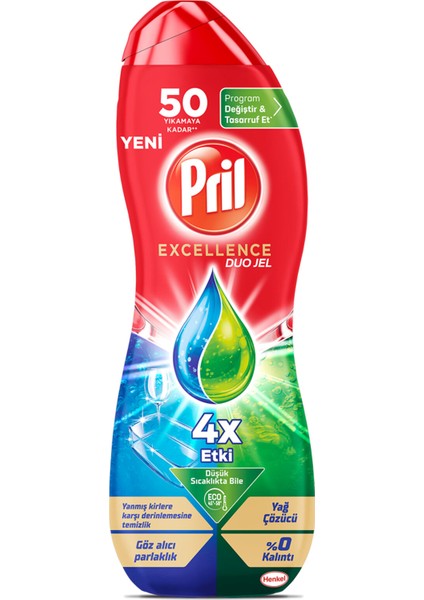 Excellence Duo Jel 900 ml (50 Yıkama) Yağ Çözücü 3 Adet