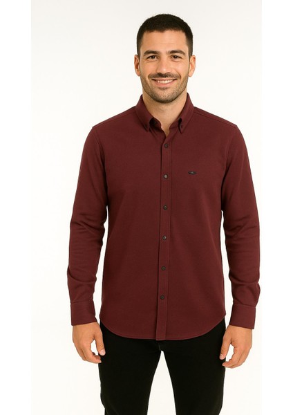 Cafes Uzun Kol Slim Fit Erkek Gömlek - 7434