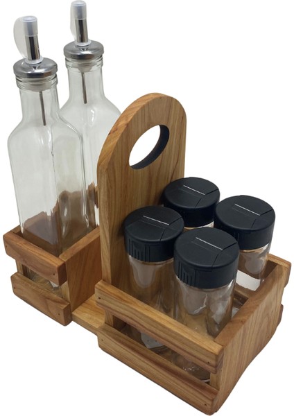 Ahşap Doğal Baharatlık Yağdanlık ve Peçetelik Takımı(Kısa Başlık)(Set)(Kiraz) fırsatları