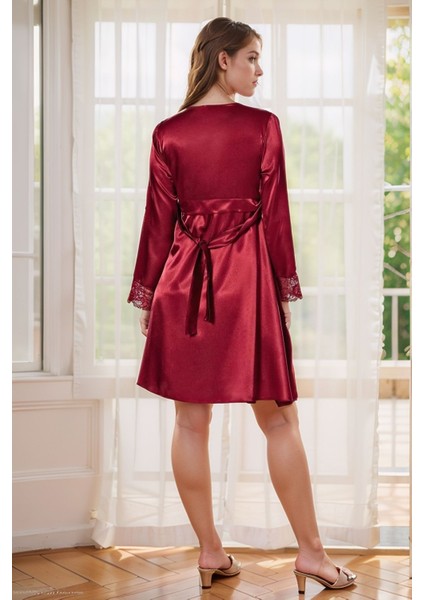 6 Parça Hediyelik & Çeyizlik Pijama Takımı Gecelik Sabahlık Kutulu Saten Set LA.L01.I1.SS007 indirimleri