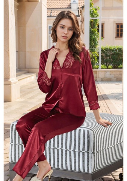 6 Parça Hediyelik & Çeyizlik Pijama Takımı Gecelik Sabahlık Kutulu Saten Set LA.L01.I1.SS007