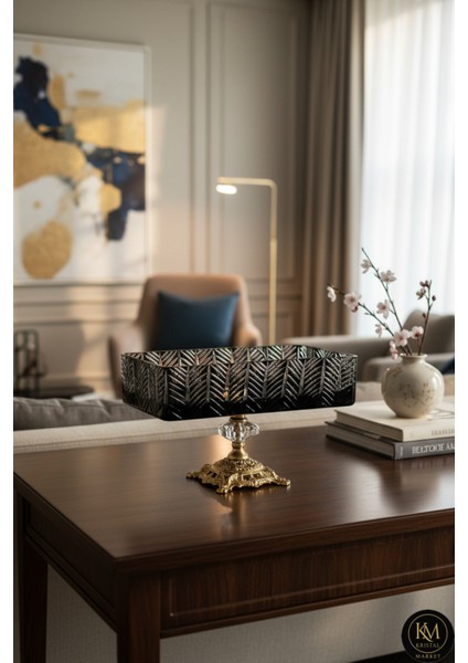 El Yapımı Kristal Paris Desenli Baton Dekoratif Sunumluk Sofra Sunum Kasesi