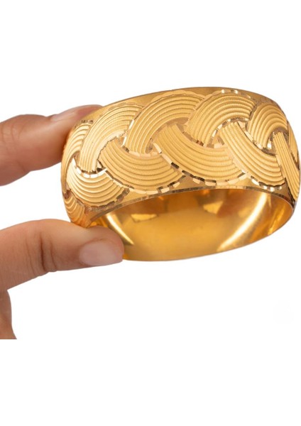 40 Gram (Gr) 40MM Örgü Desen Mega Bilezik 22 Ayar Yatırımlık Işçiliksiz