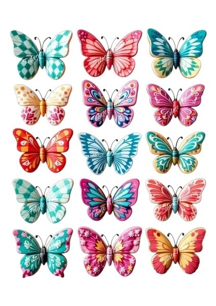 Yenilebilir Kelebek Pasta Süsü - Pasta Süsü - Kelebek Baskısı Model 1