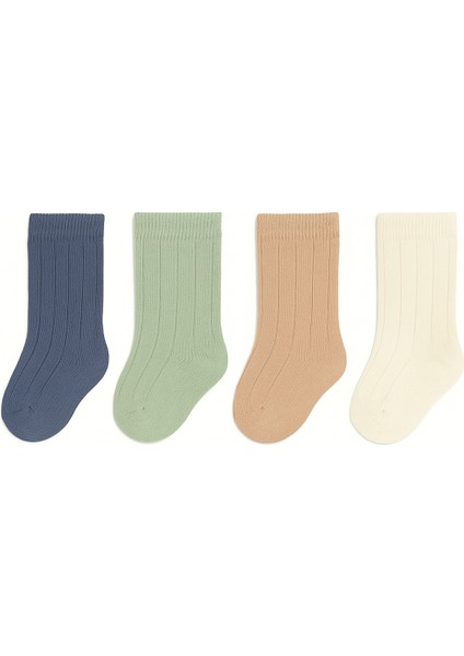 Kız Erkek Bebek Fitilli Pamuklu 4’lü Çorap Seti