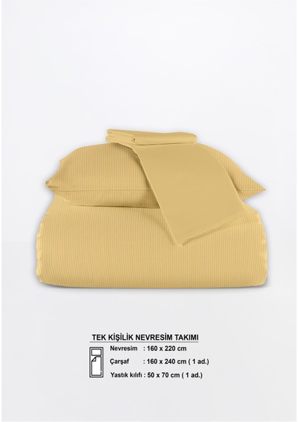 Line %100 Pamuk Ranforce Akay Sarı Ipliği Boyalı Nevresim Takımı Tek Kişilik - 160X220 cm indirimleri