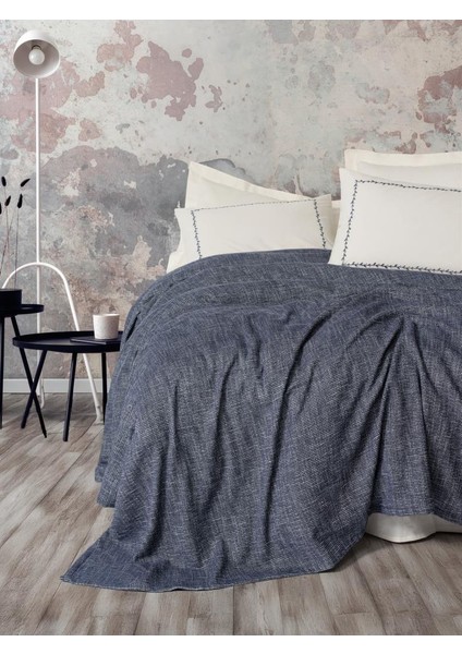 Embrova Şönil Çift Kişilik Yatak Örtüsü/pike Takımı Loom Lacivert