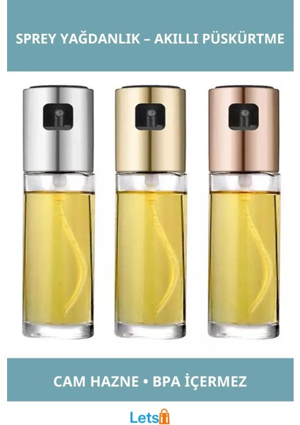 Şeffaf Cam Bpa Içermeyen Akıllı Tasarımlı Püskürtücü Yağdanlık