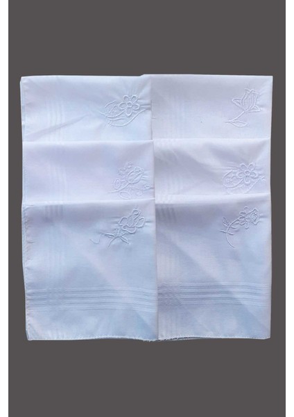 Çiçek Işlemeli 6 Lı Bayan Beyaz Mendili 28X28 cm 100 Pamuk fırsatları