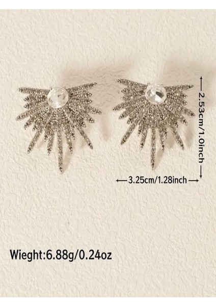 Şık Taşlı Kanat Desenli Küpe