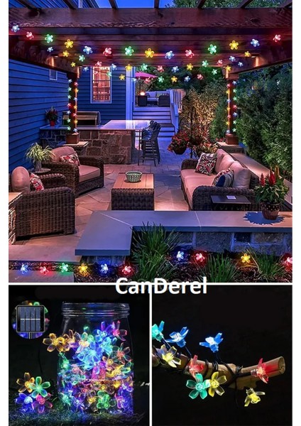 Güneş Enerjili Papatya Çiçek Solar LED Işık 7 Metre Dekoratif Rgb Yılbaşı Bahçe Balkon Ağaç ve Teras modelleri