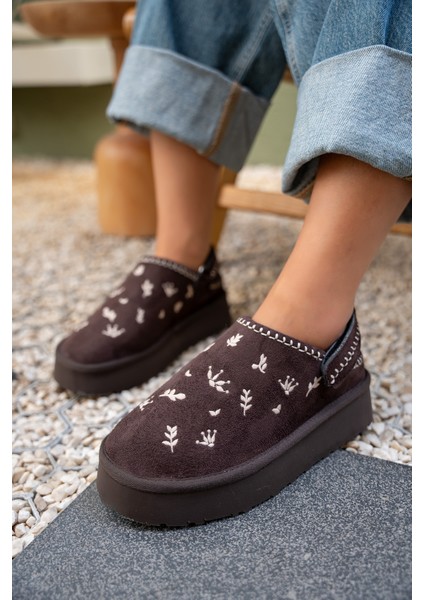 Tavia Acı Kahve Süet Nakışlı Kürklü Bot modelleri