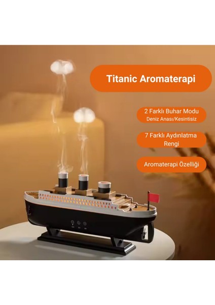 Titanic Tasarımlı Ultrasonik Aroma Difüzör ve Hava Nemlendirici