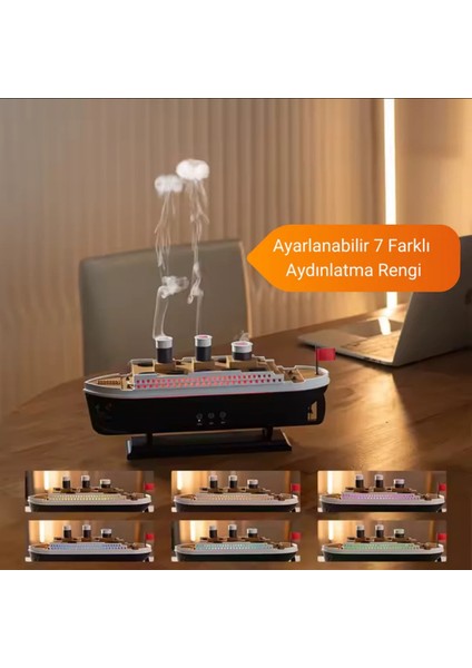 Titanic Tasarımlı Ultrasonik Aroma Difüzör ve Hava Nemlendirici fırsatları