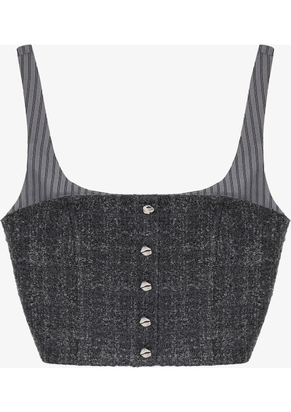 Askı Garnili Tüvit Büstiyer Bluz Antrasit