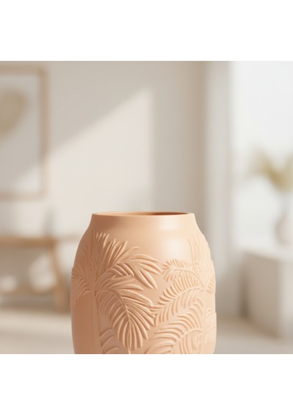 Pamore Dekoratif Vazo - Bej / Ahşap Tabanlı fırsatları