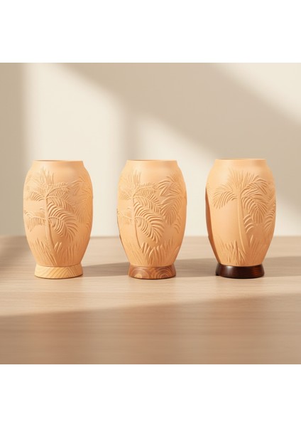 Pamore Dekoratif Vazo - Bej / Ahşap Tabanlı indirimleri