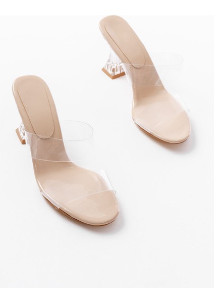 S-618 Bej Rugan Çift Bantlı Topuklu Kadın Terlik modelleri