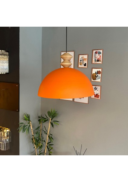 Linate Turuncu Q Kafa Başlık Avize Tekli Sarkıt Salon Kuaför Dekoratif Aydınlatma