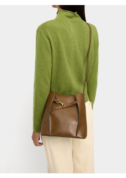 Yan Katlamalı Bucket Çanta