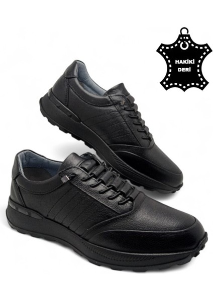Erkek Iç Dış Hakiki Deri Ultra Rahat Ortopedik Tabanlı Hafif Mevsimlik Siyah Günlük Spor Ayakkabı fiyatları