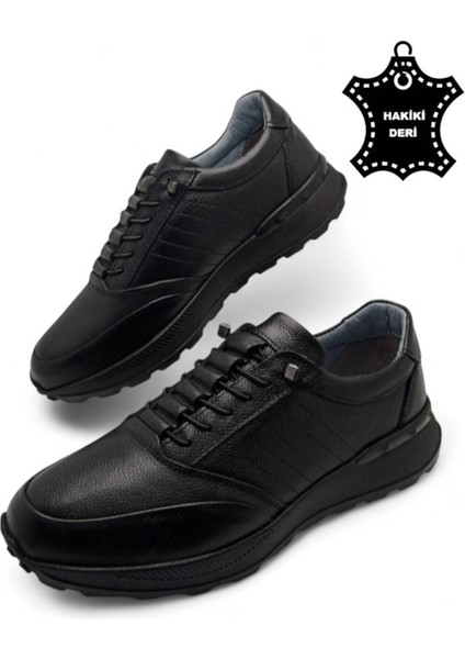 Erkek Iç Dış Hakiki Deri Ultra Rahat Ortopedik Tabanlı Hafif Mevsimlik Siyah Günlük Spor Ayakkabı modelleri