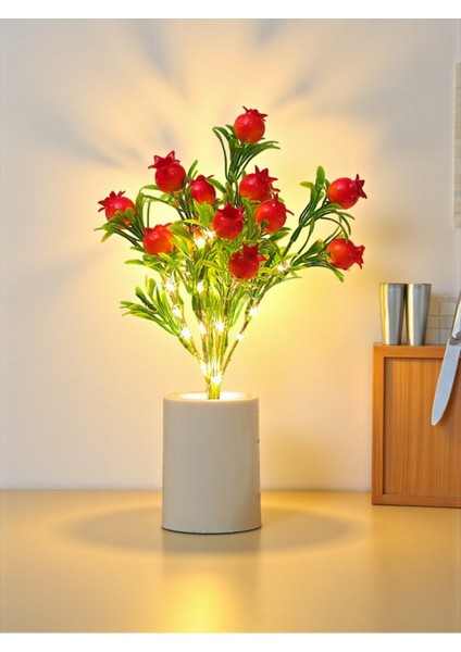 Bereket Getiren Nar Tasarımlı Dekoratif LED Işıklı Lamba 27 cm x 8 cm