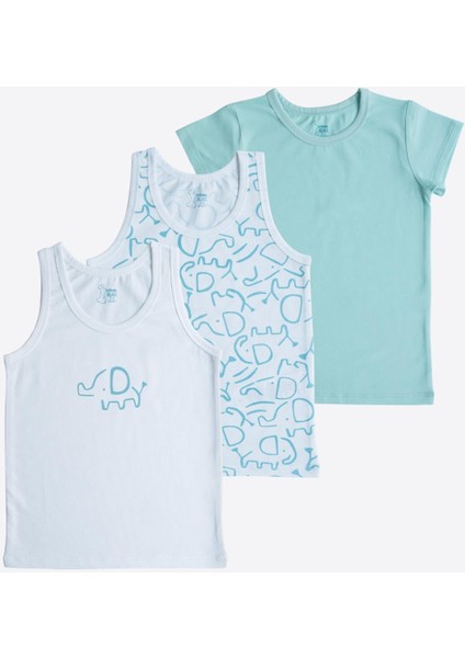 Organik Elephant 3'lü Atlet Mavi