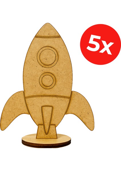 Ahşap Tasarım Roket Kit - Roket Tasarım Seti - Boyanabilir Roket - 5'li Demonte Set fiyatları