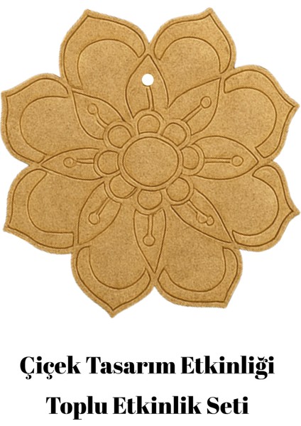 Toplu Mandala Etkinlik - Çiçek Mandala Tasarım - Ahşap Tasarım Kit - 50'li Set fırsatları